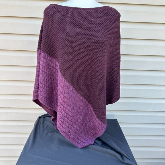 J Jill NWT Wine/Violet Knit Colored Sweater Poncho- One Size Fits All - Picture 1 of 2